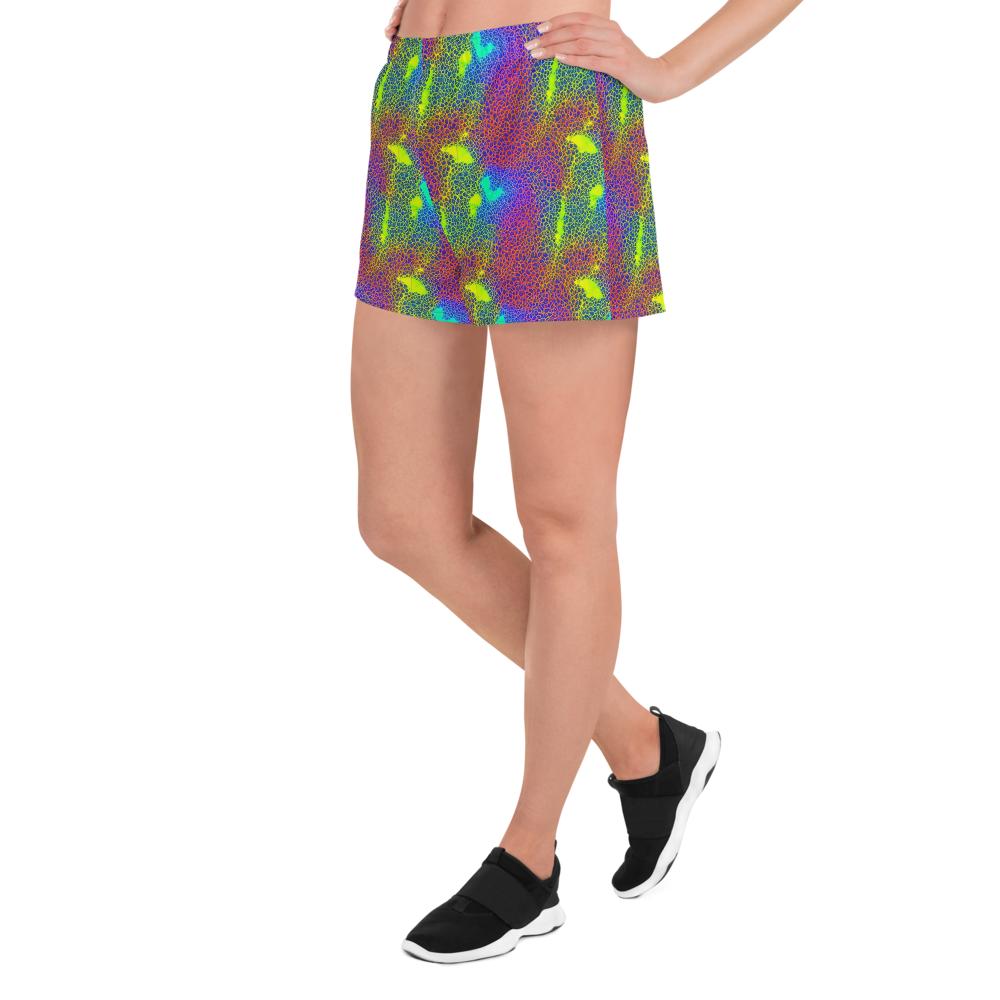 Women’s Athletic Shorts - Prismatic Web