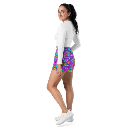 Women’s Athletic Shorts - Neon Galaxy Whirl