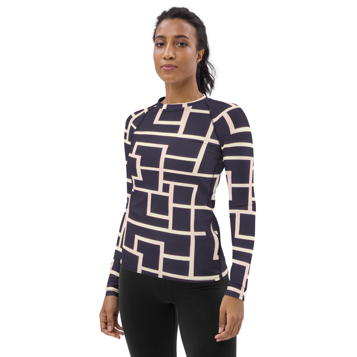 Women's Rash Guard - Gilded Gridlock