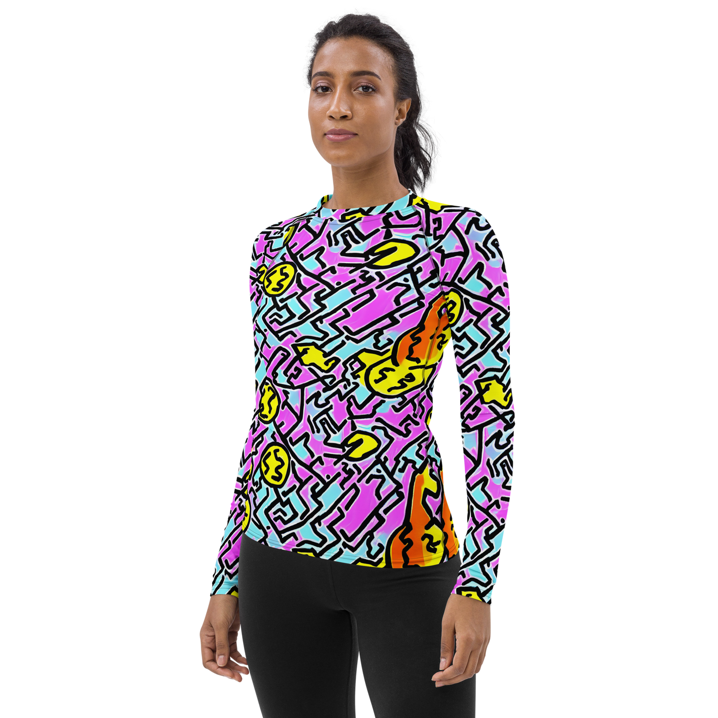 Women's Rash Guard - Punk Doodles