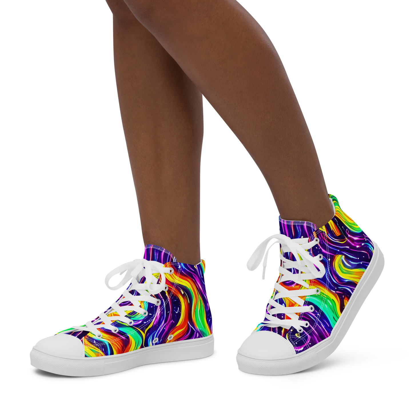 Women's High Top Canvas Shoes - Galactic Flames