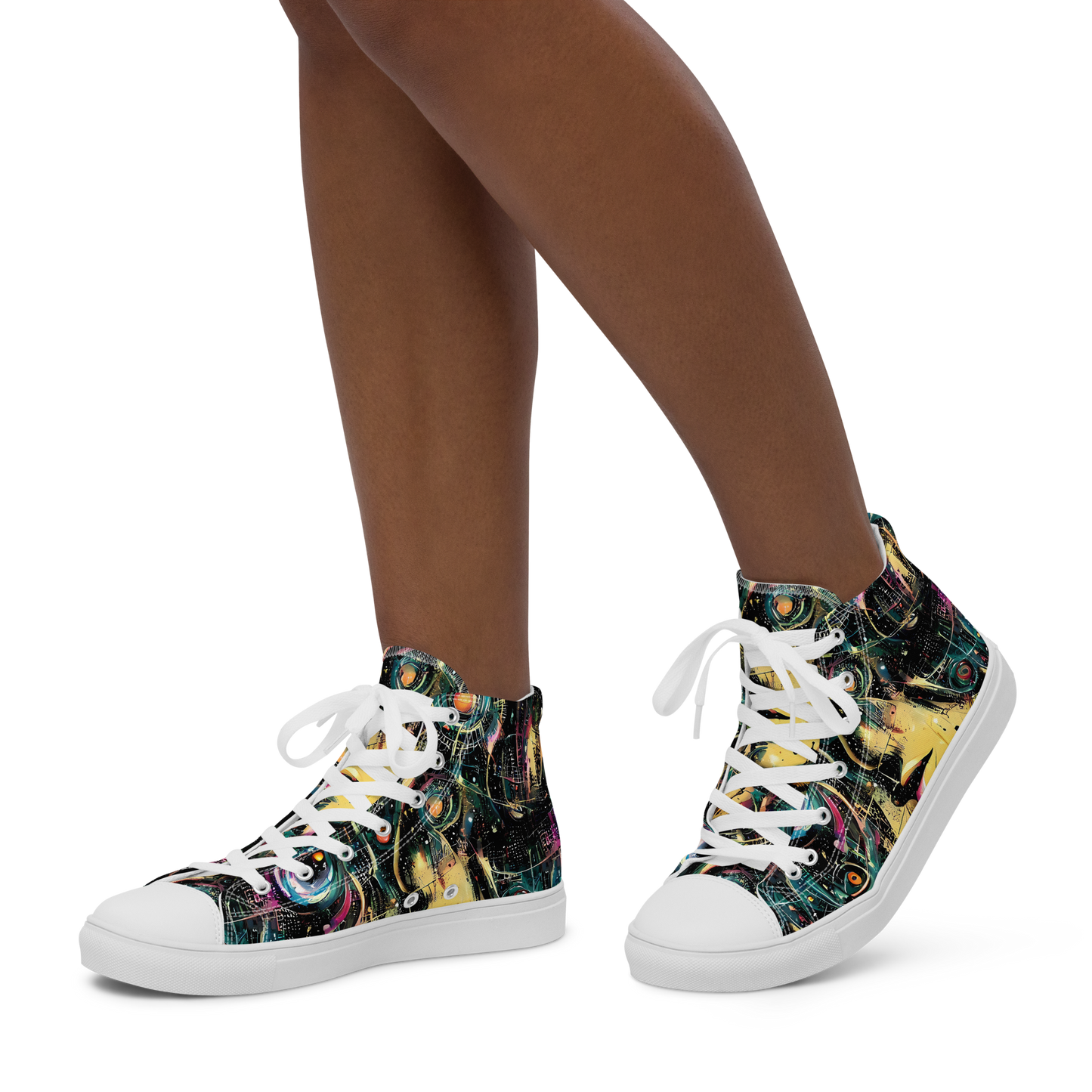 Women's High Top Canvas Shoes - Celestial Echoes