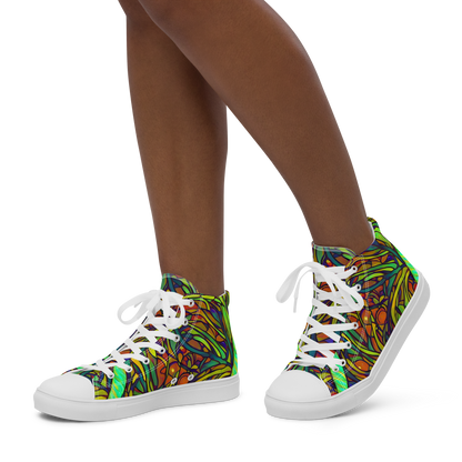 Women's High Top Canvas Shoes - Cosmic Garden