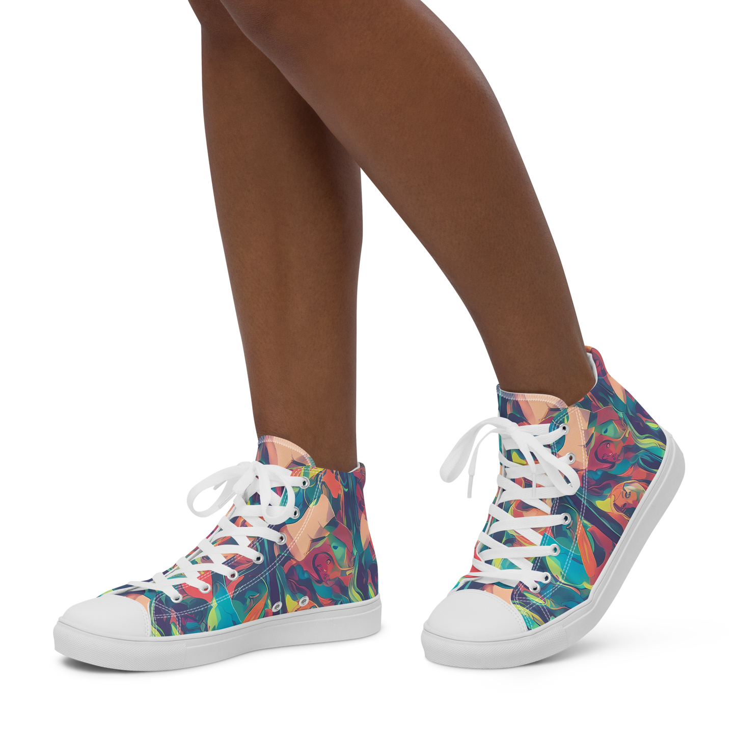Women's High Top Canvas Shoes - Neon Aurora