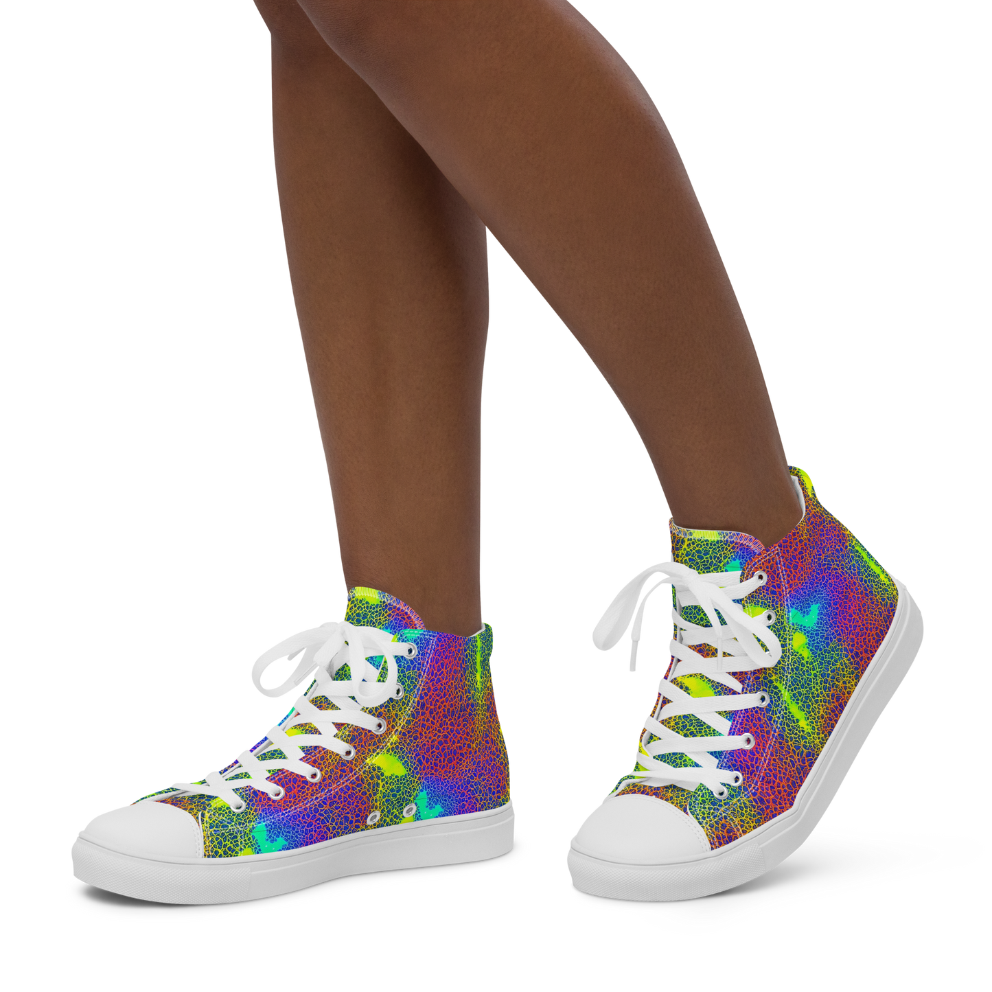 Women's High Top Canvas Shoes - Prismatic Web