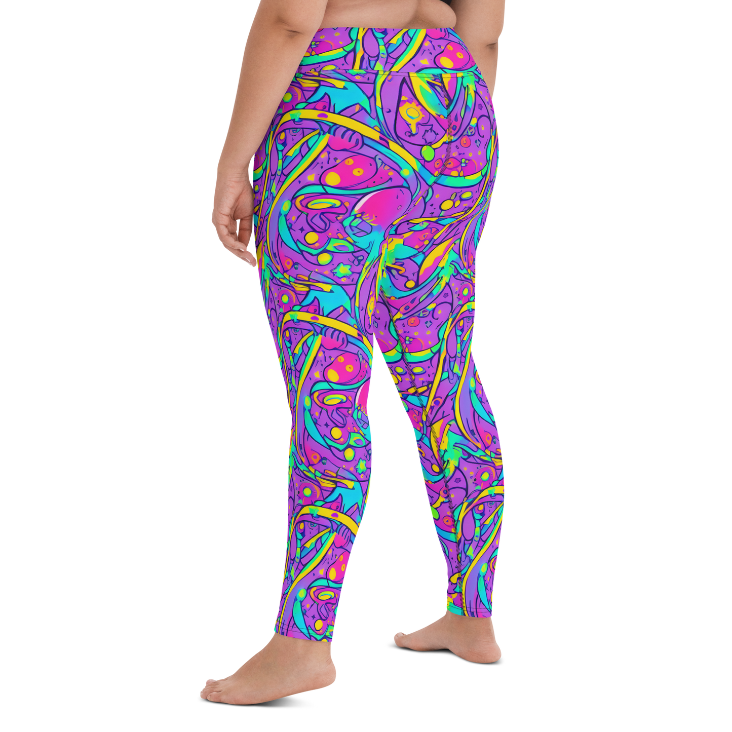 Yoga Leggings - Neon Galaxy Whirl