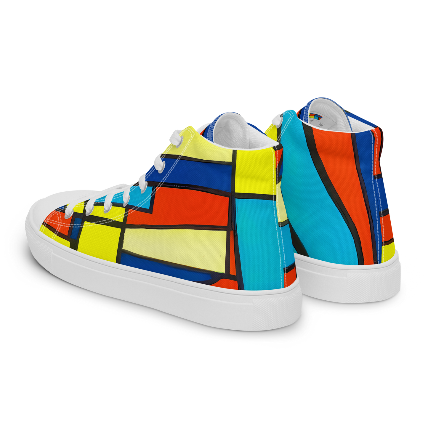 Men's High Top Canvas Shoes - Neon Fractals