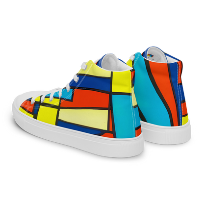 Men's High Top Canvas Shoes - Neon Fractals