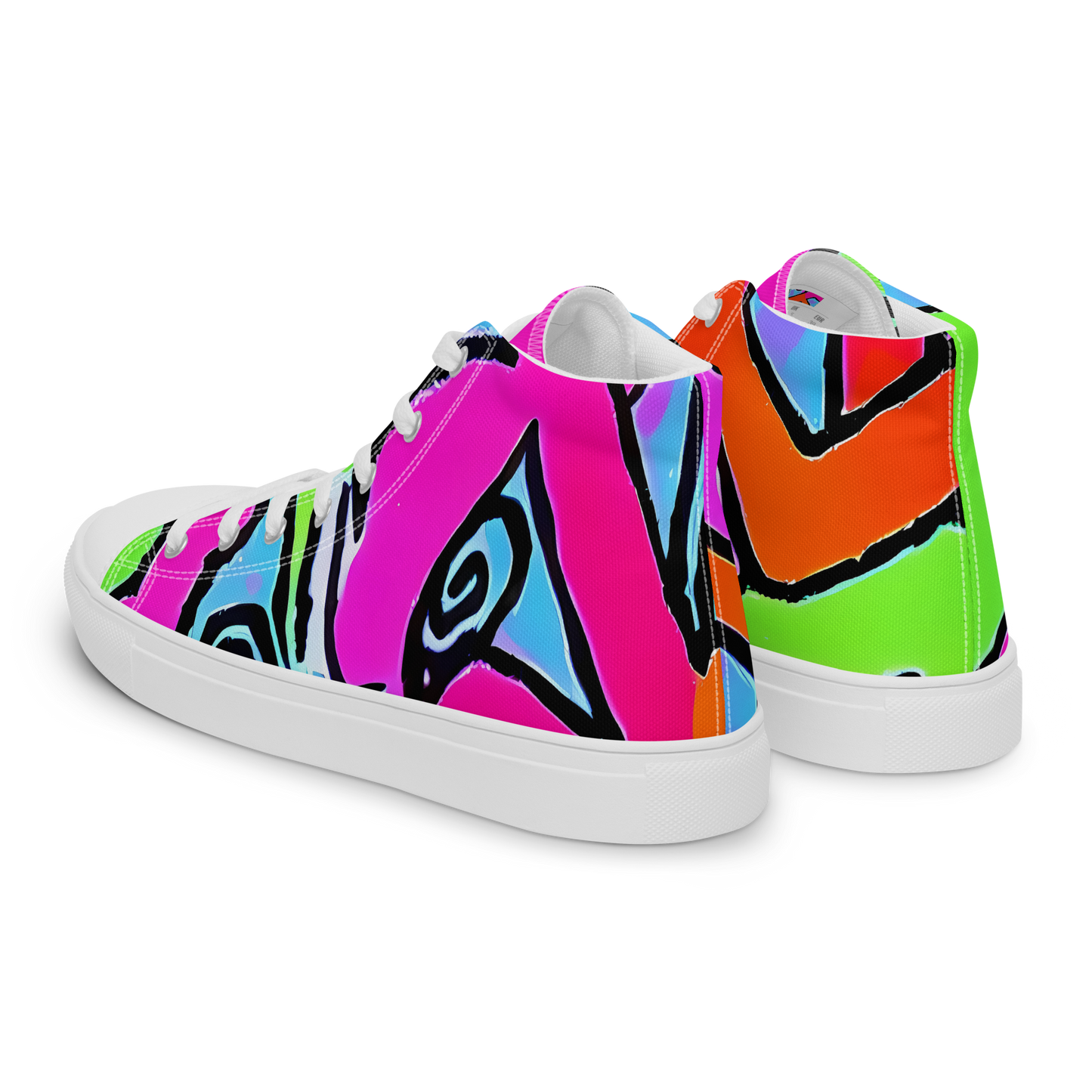 Men's High Top Canvas Shoes - Electric Mosaic