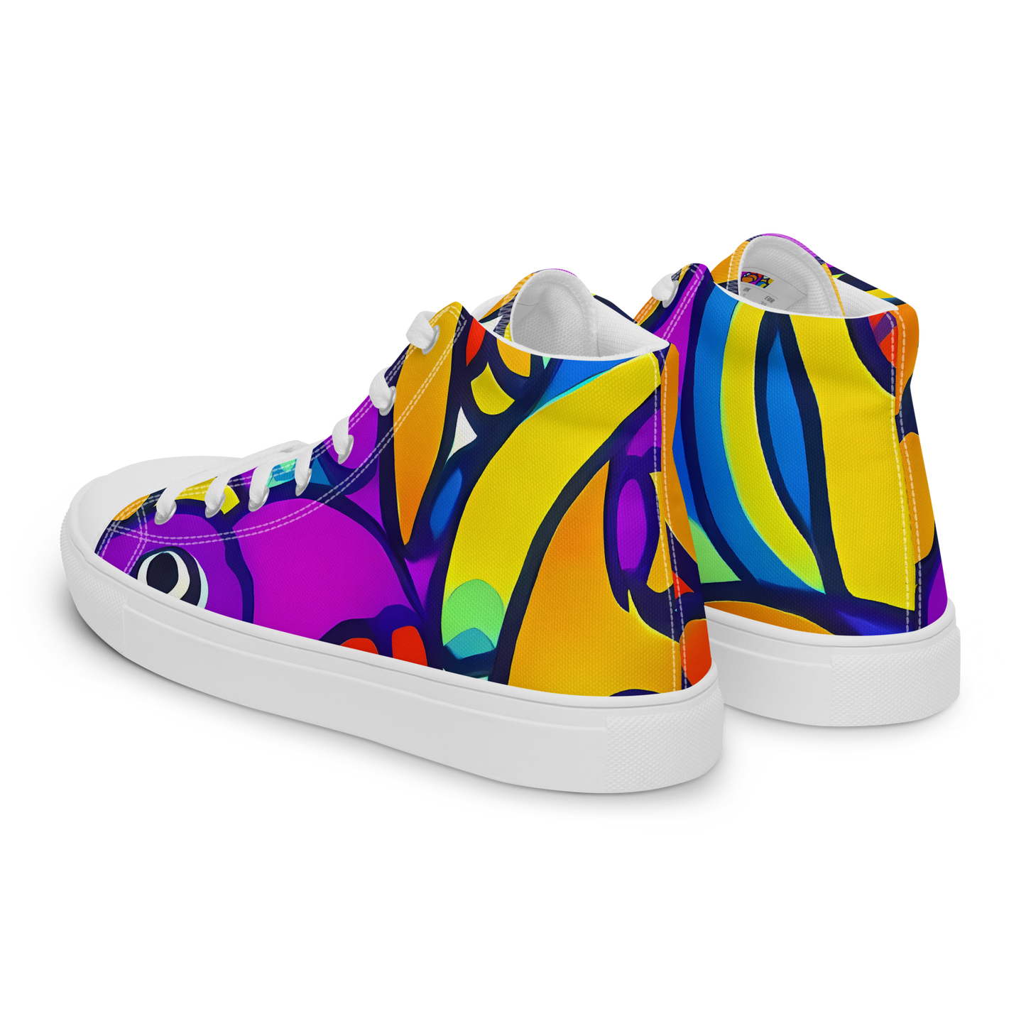 Men's High Top Canvas Shoes - Kaleido Fish