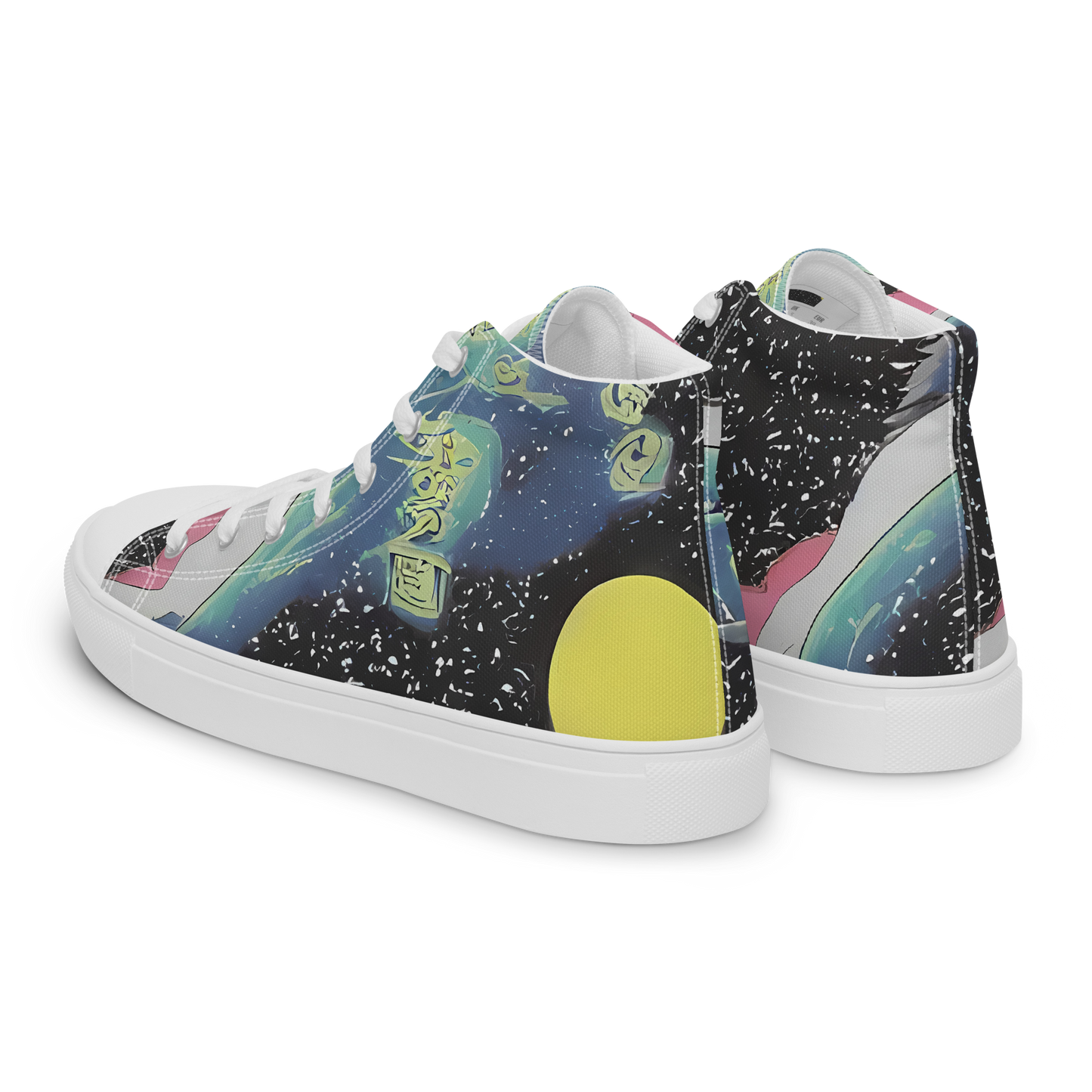 Men's High Top Canvas Shoes - Lunar Waves