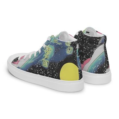 Men's High Top Canvas Shoes - Lunar Waves