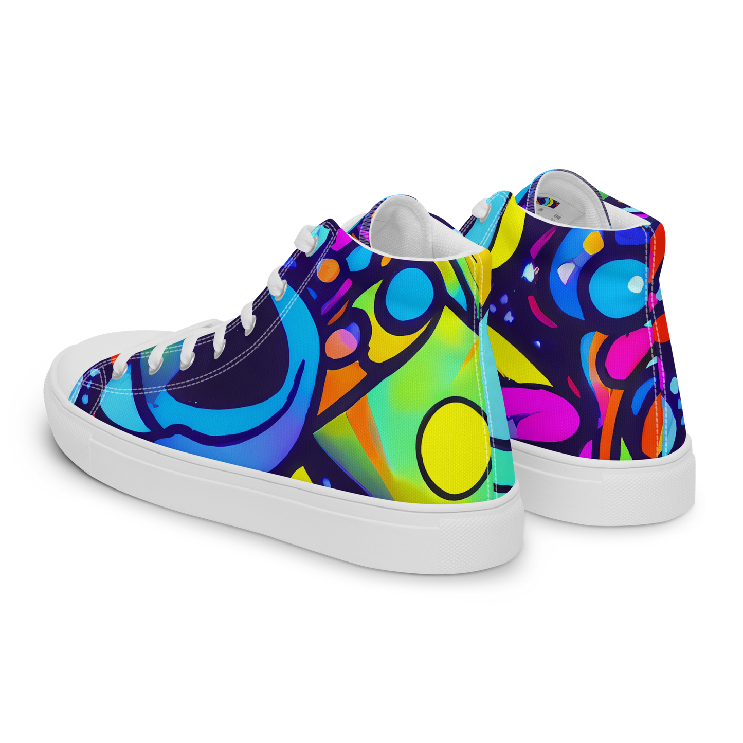 Men's High Top Canvas Shoes - Neon Graffscape