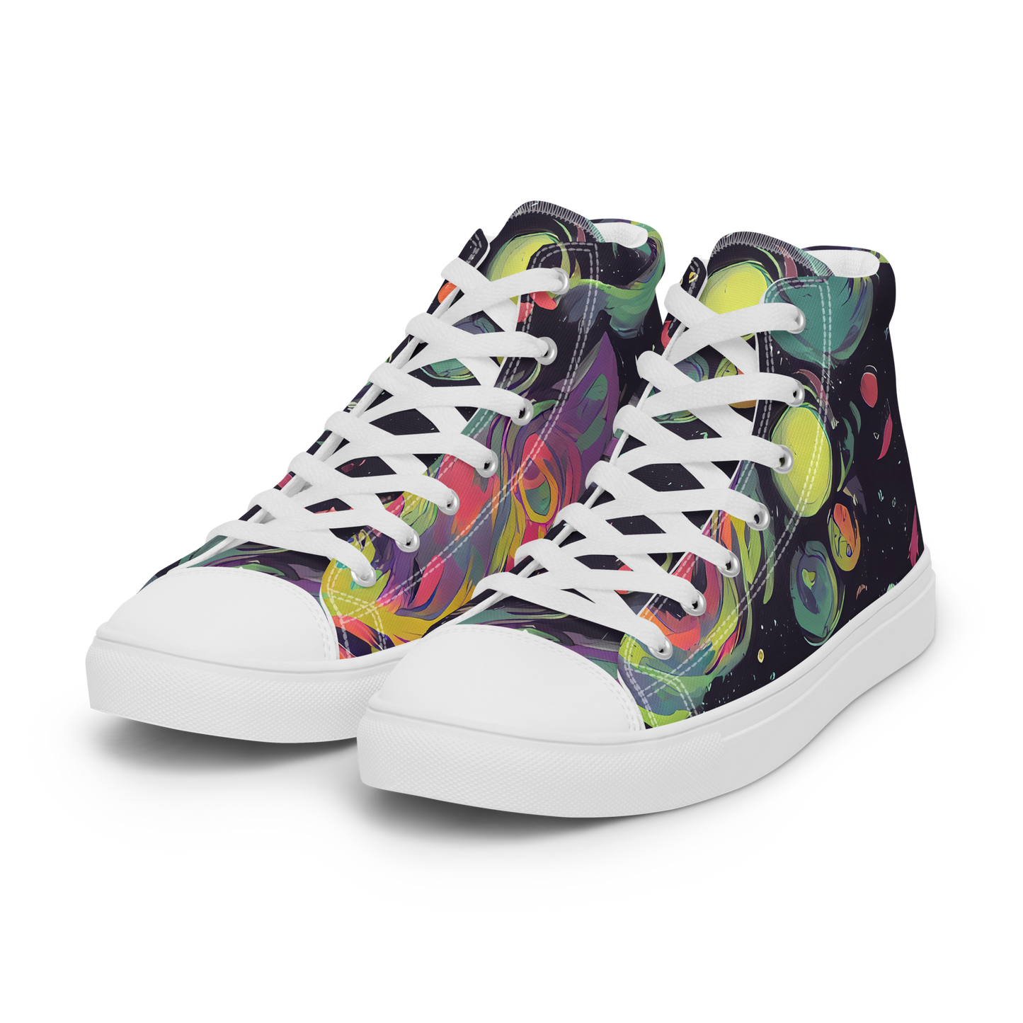 Men's High Top Canvas Shoes - Psychedelic Drift