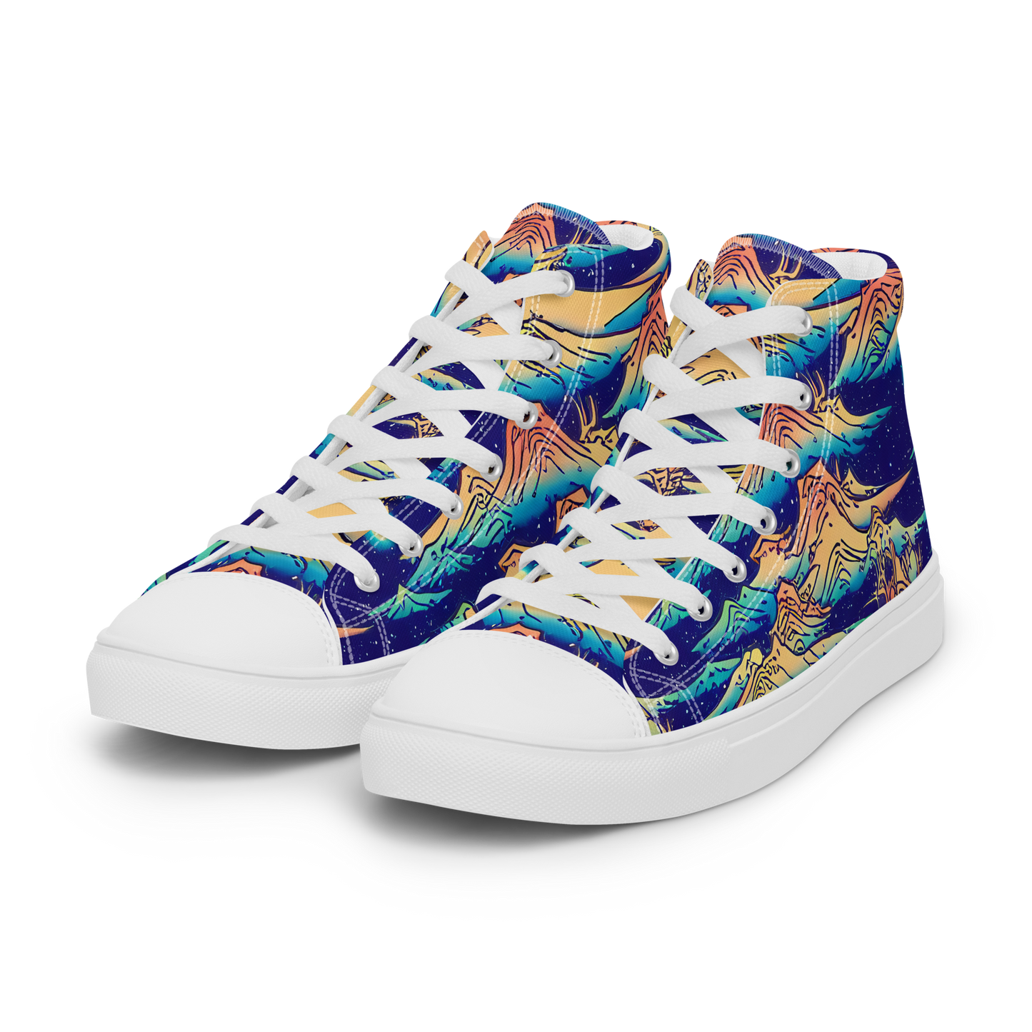 Men's High Top Canvas Shoes - Mystical Mountain Mirage