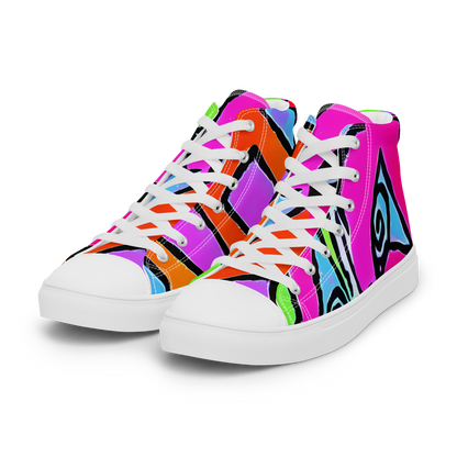 Men's High Top Canvas Shoes - Electric Mosaic