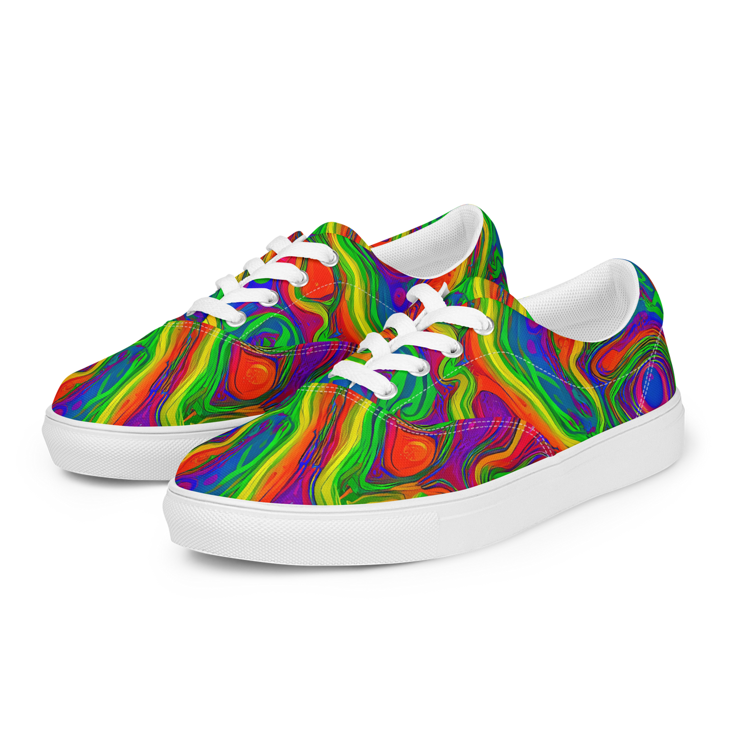 Men's Lace-Up Canvas Shoes - Psychedelic Waves