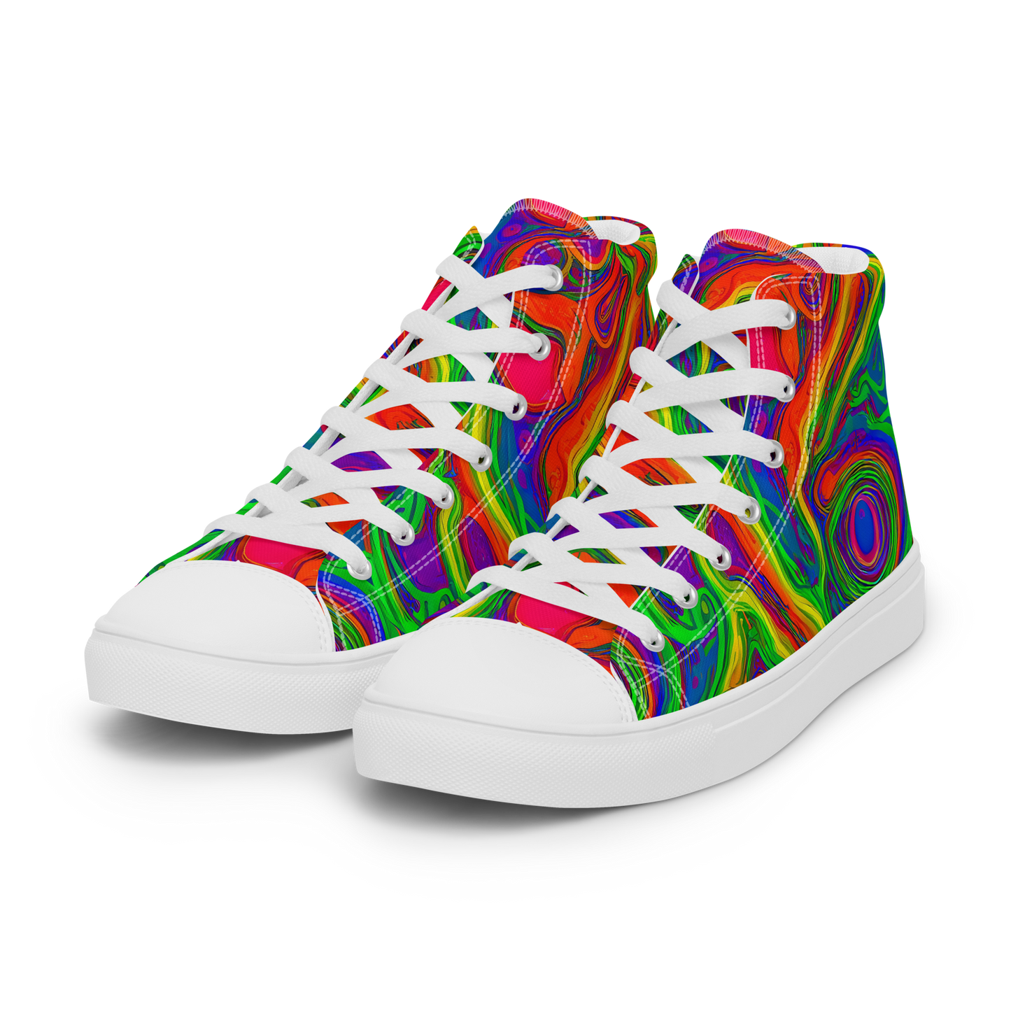 Men's High Top Canvas Shoes - Psychedelic Waves