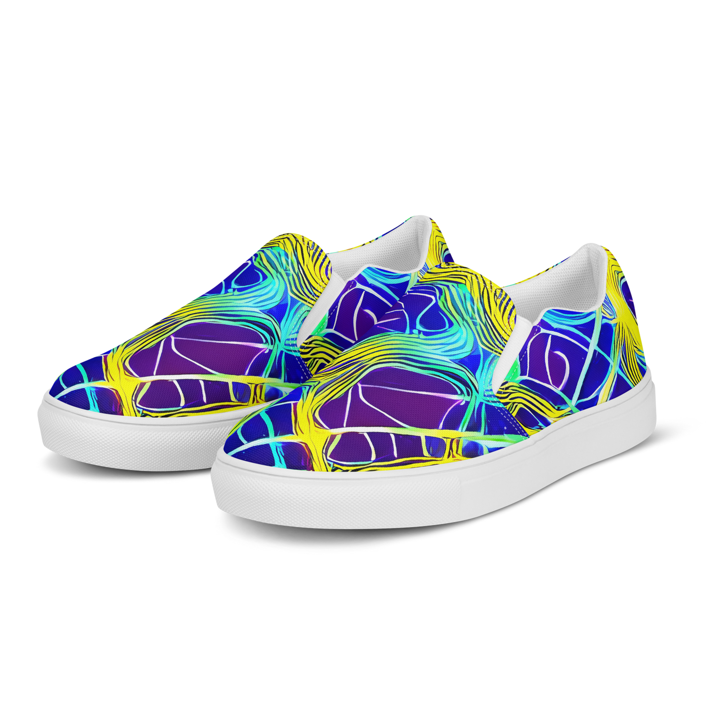 Men's Slip-On Canvas Shoes - Neon Jungle Rhapsody