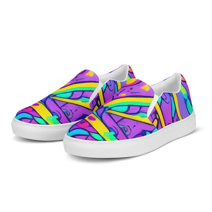 Men's Slip-On Canvas Shoes - Neon Galaxy Whirl