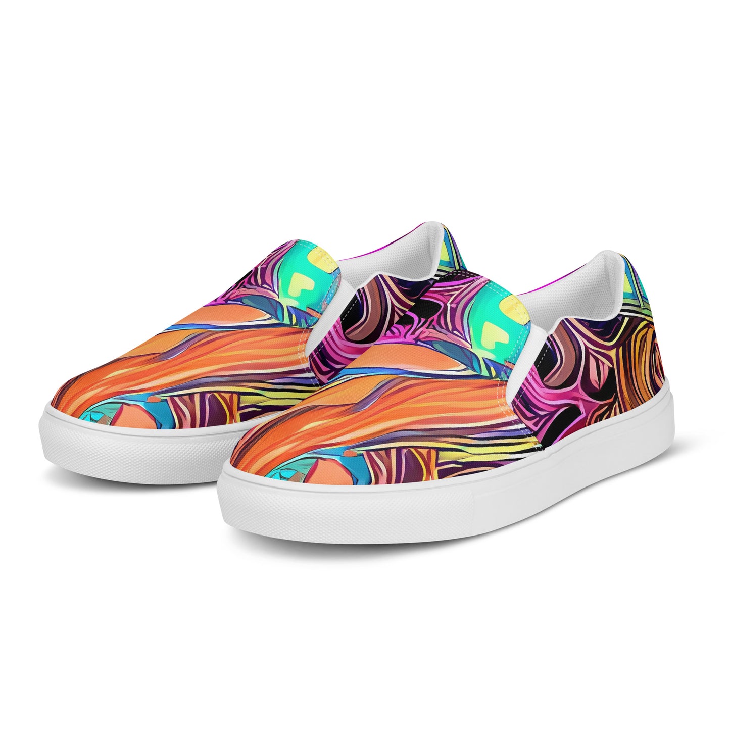 Women's Slip-On Canvas Shoes - Neon Drizzle