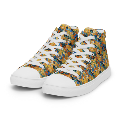 Men's High Top Canvas Shoes - Whimsical Feline Dance