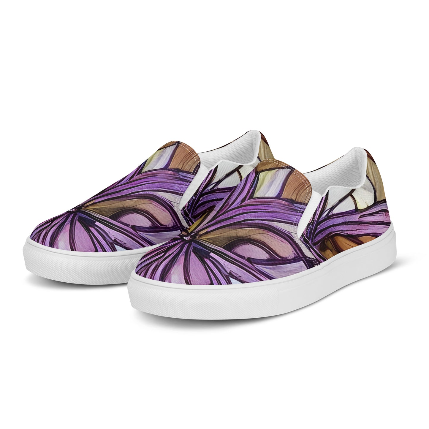 Women's Slip-On Canvas Shoes - Stained Glass Whirl