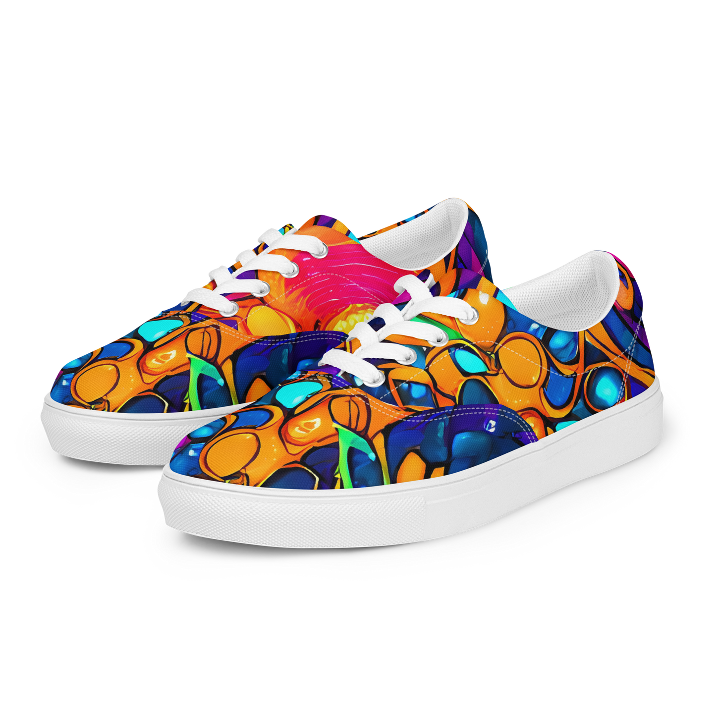 Women's Lace-Up Canvas Shoes - Iridescent Nebula