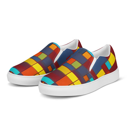 Women's Slip-On Canvas Shoes - Astral Grid