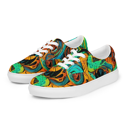 Women's Lace-Up Canvas Shoes - Flaming Mirage