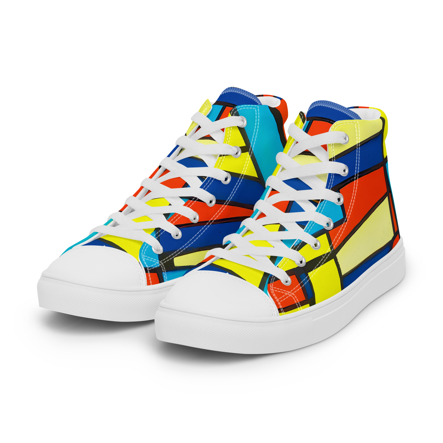 Men's High Top Canvas Shoes - Neon Fractals