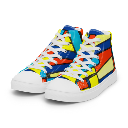 Men's High Top Canvas Shoes - Neon Fractals