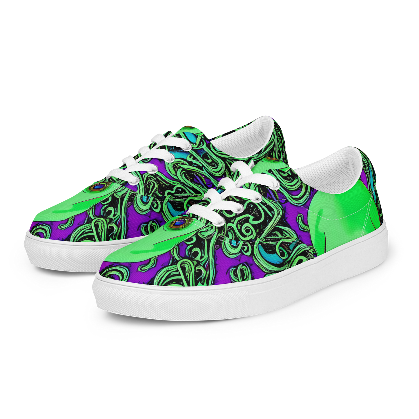 Men's Lace-Up Canvas Shoes - Ghostly Labyrinth