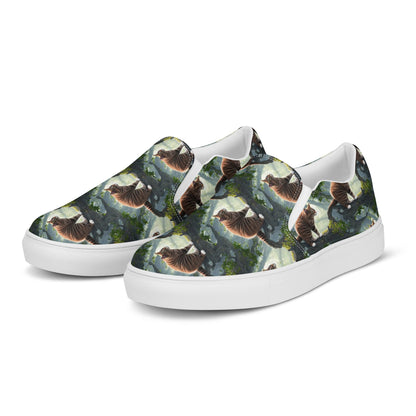 Men's Slip-On Canvas Shoes - Whiskered Enigma