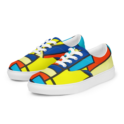 Women's Lace-Up Canvas Shoes - Neon Fractals