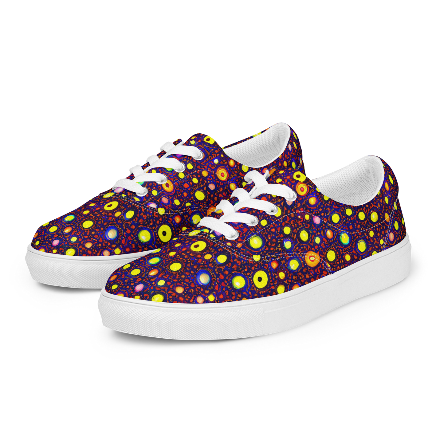 Women's Lace-Up Canvas Shoes - Cosmic Dotscape