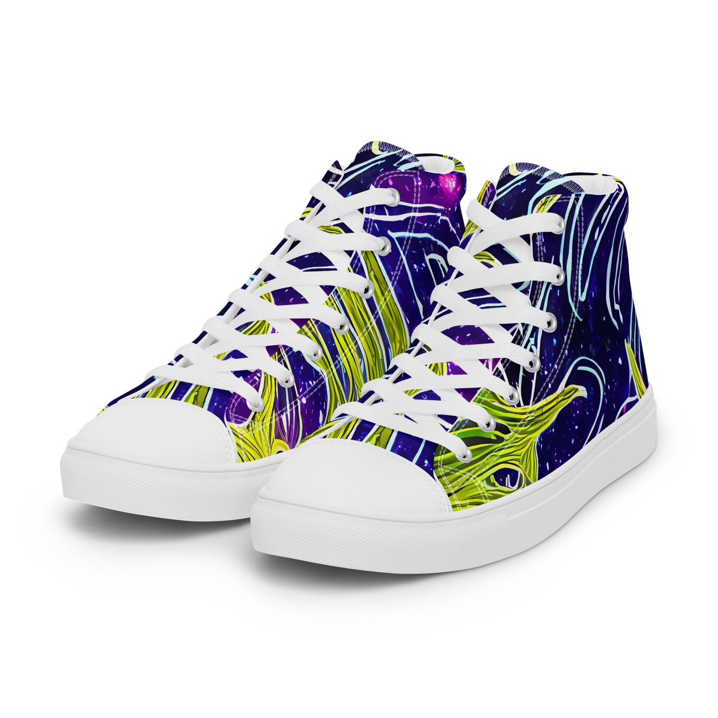 Women's High Top Canvas Shoes - Celestial Scribbles