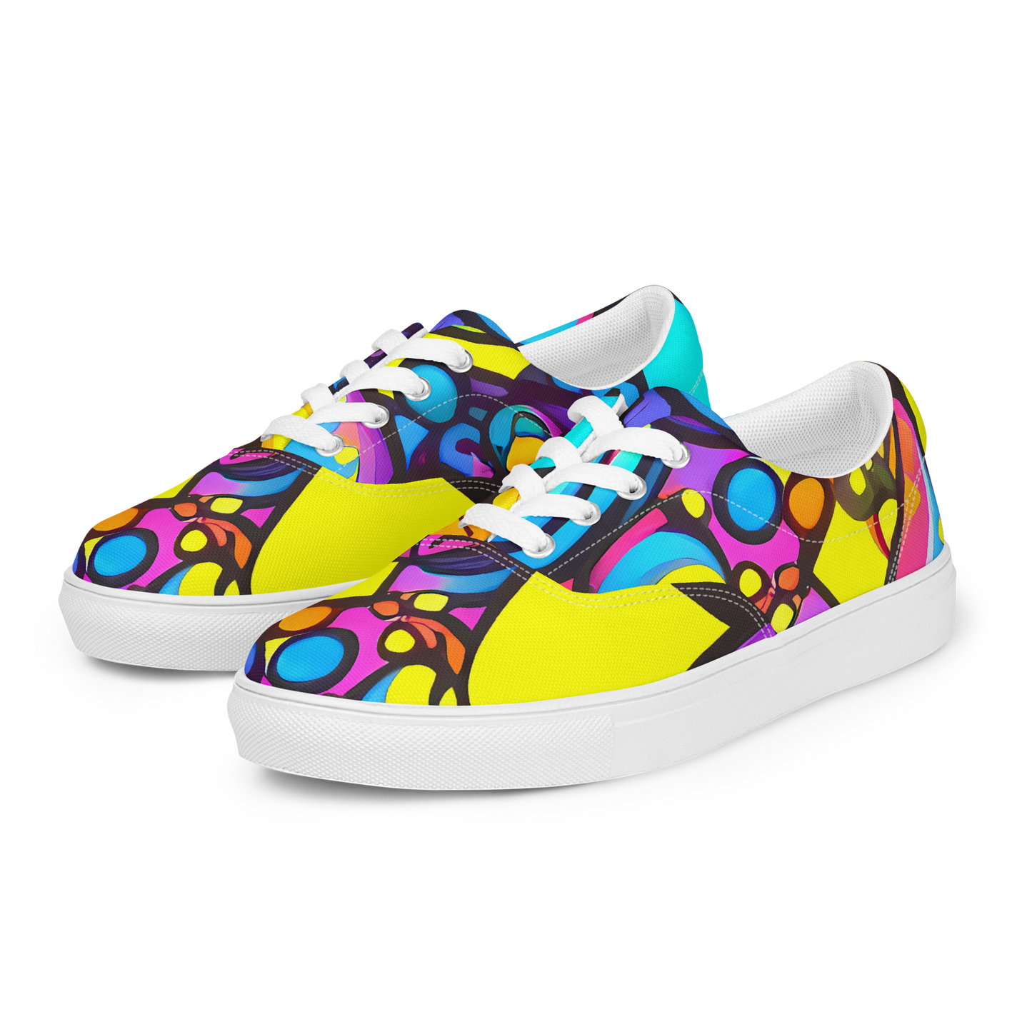 Men's Lace-Up Canvas Shoes - Kaleidoscopic Flow