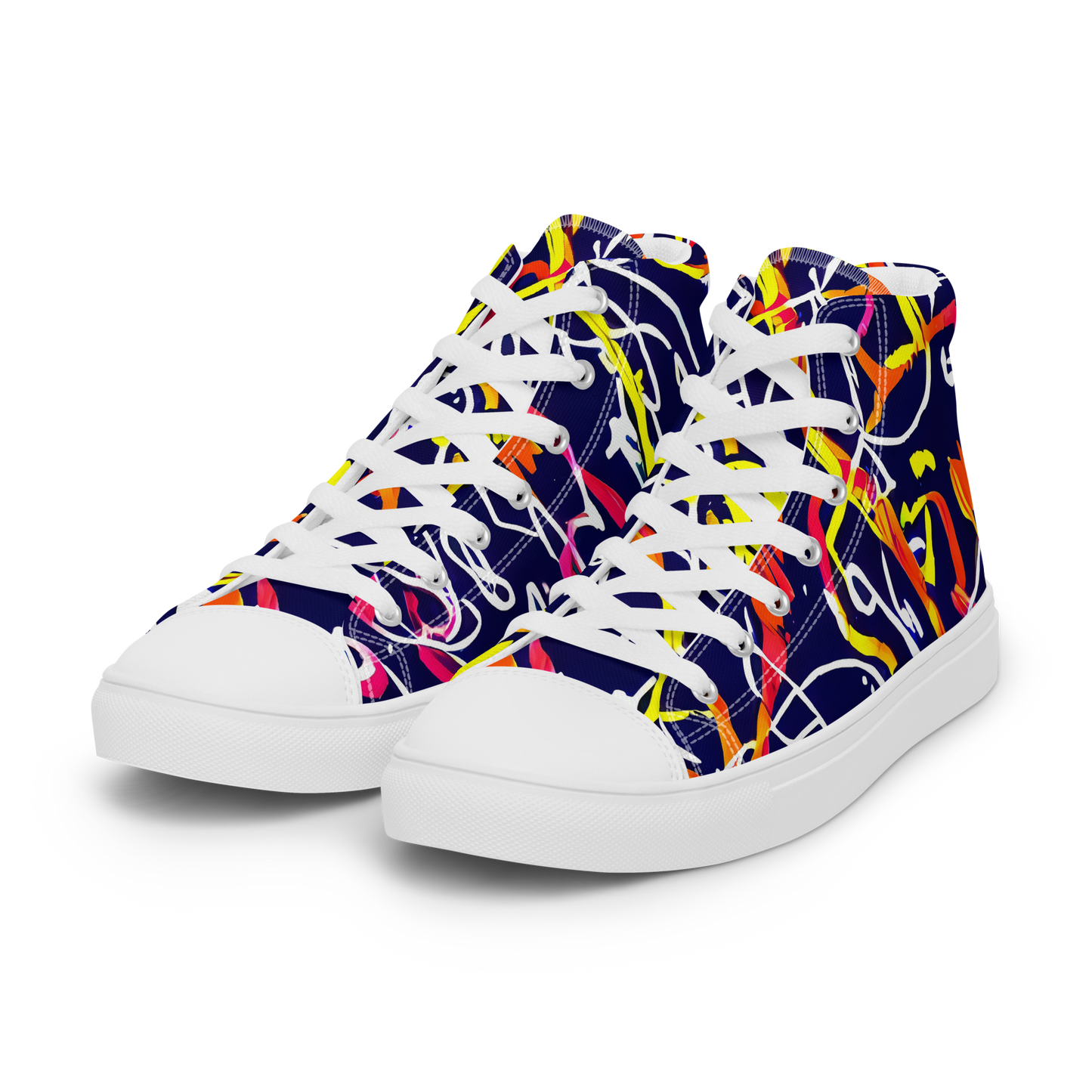 Women's High Top Canvas Shoes - Neon Currents