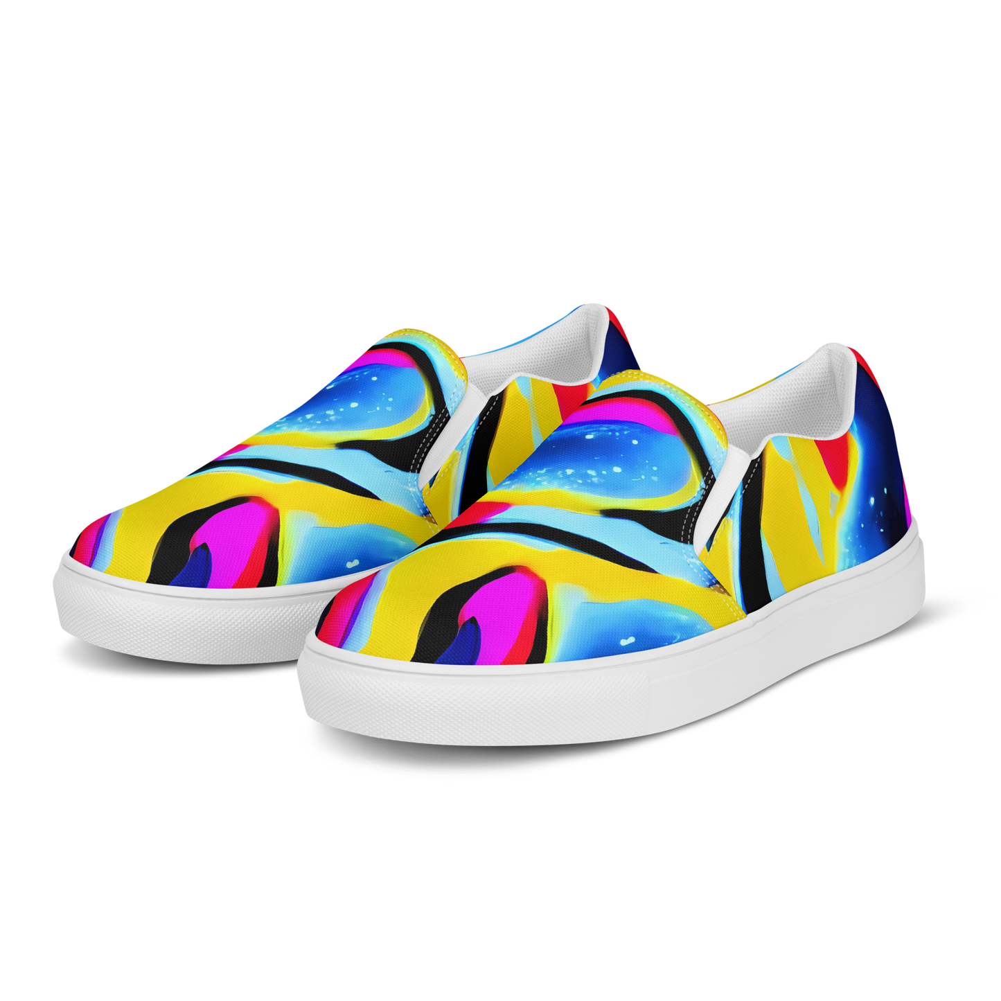 Men's Slip-On Canvas Shoes - Electric Dreamscape