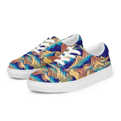 Women's Lace-Up Canvas Shoes - Mystical Mountain Mirage