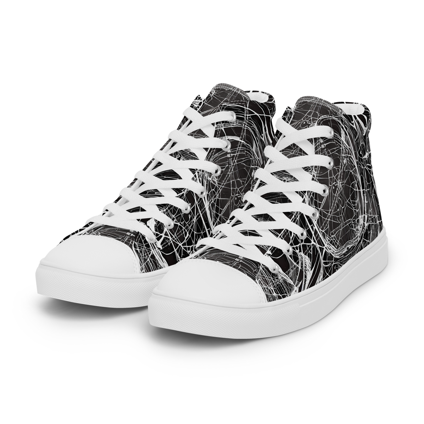 Women's High Top Canvas Shoes - Nexus of Lines