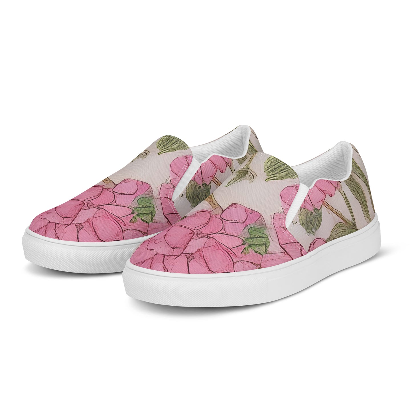 Women's Slip-On Canvas Shoes - Blossom Symphony