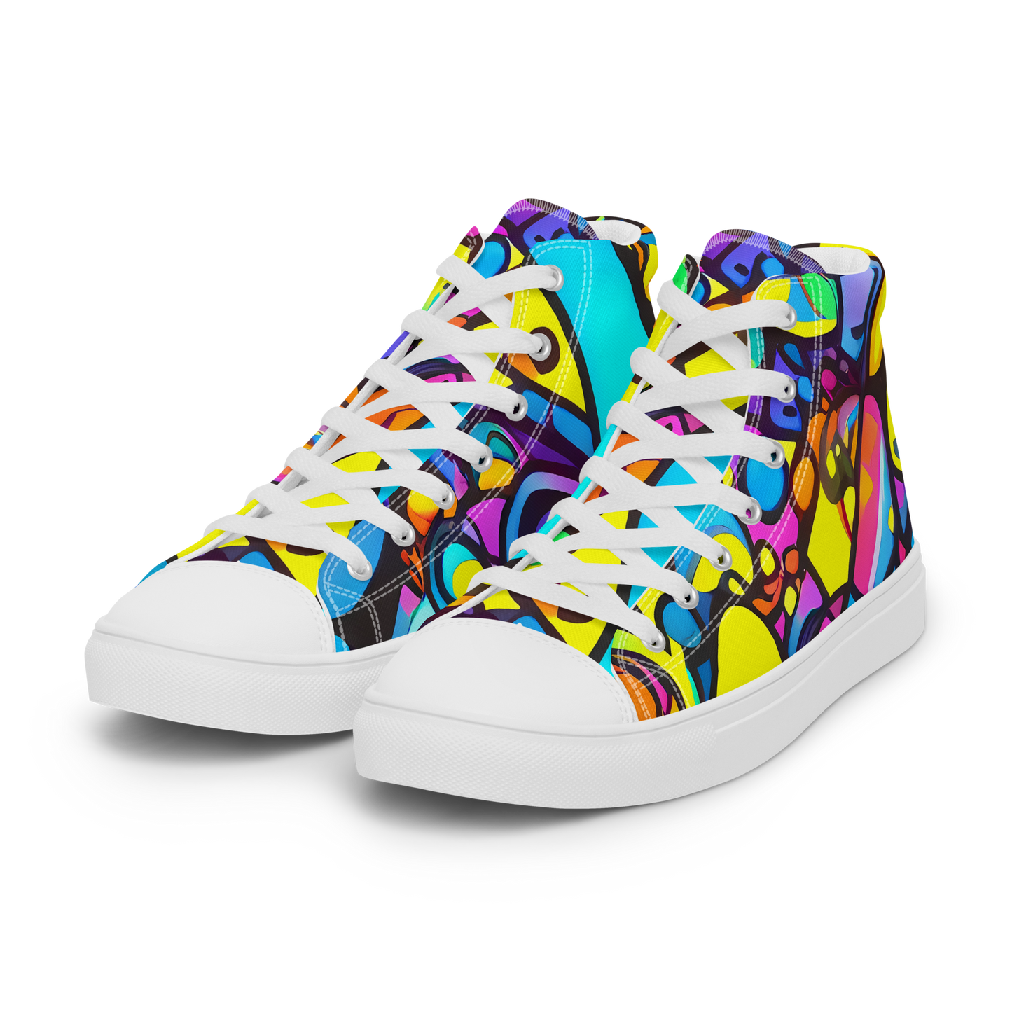 Men's High Top Canvas Shoes - Kaleidoscopic Flow