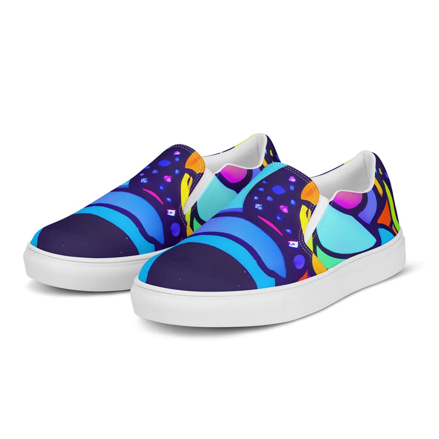 Women's Slip-On Canvas Shoes - Neon Graffscape