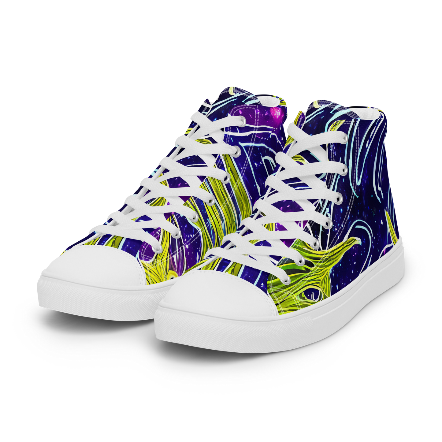 Men's High Top Canvas Shoes - Celestial Scribbles