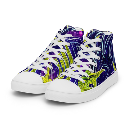 Men's High Top Canvas Shoes - Celestial Scribbles