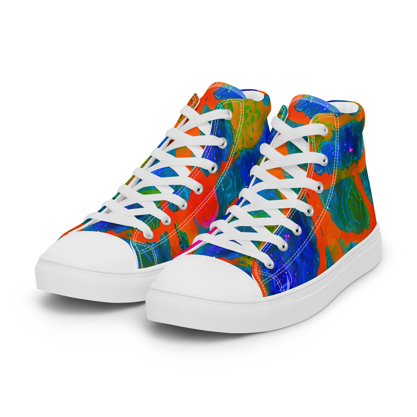 Men's High Top Canvas Shoes - Vibrant Mosaic