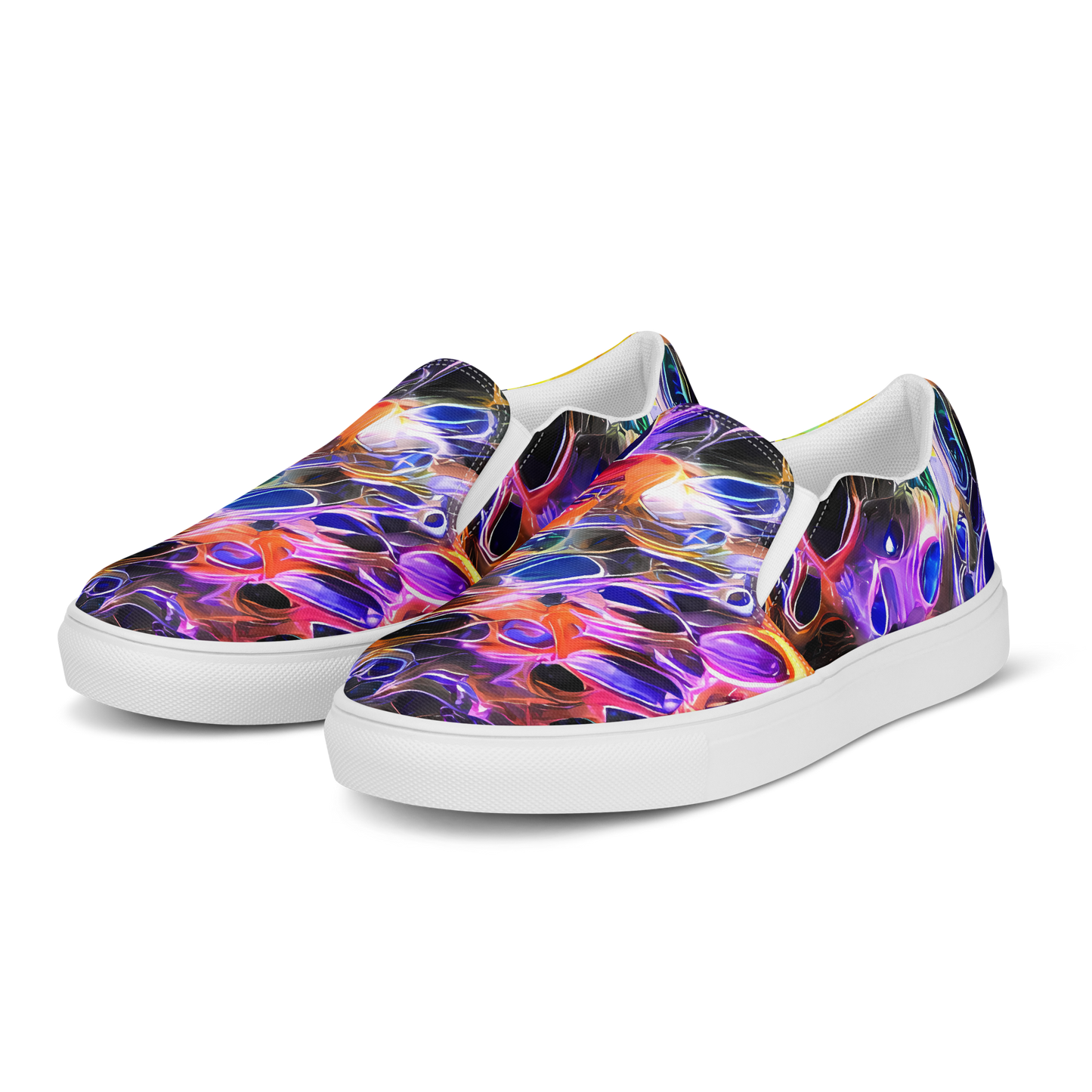 Men's Slip-On Canvas Shoes - Neon Orbits
