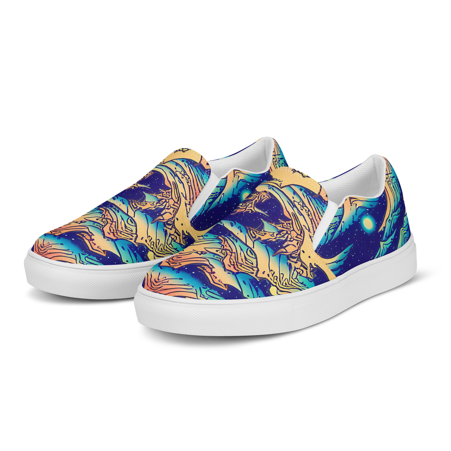 Men's Slip-On Canvas Shoes - Mystical Mountain Mirage